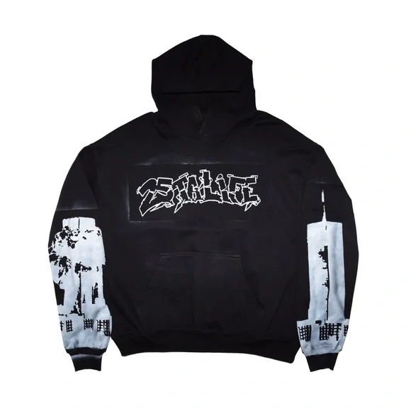 25 ta Life Twin Towers Hoodie by Digital Trenches